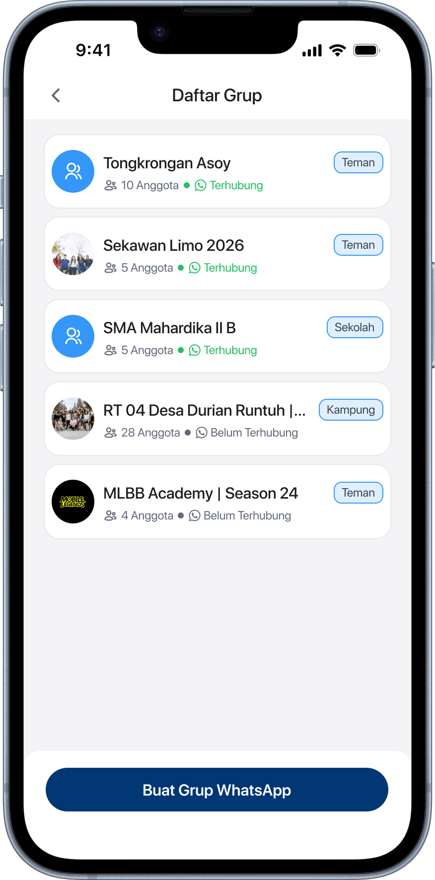 Daftar Grup - Lihat semua grup yang diikuti